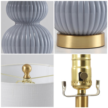 Daphne 20" Ribbed Metal/Glass LED Table Lamp